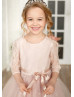 Dusty Pink Lace Tulle Flower Girl Dress